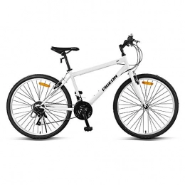 Yuxiaoo Mountainbike Fahrrad, Mountainbike, 24-Gang-Fahrrad, für Erwachsene und Jugendliche, mit 26-Zoll-Rad und kohlenstoffhaltigem Stahlrahmen, Doppelscheibenbremse, nicht leicht zu verformen / Weiß / 172x98cm