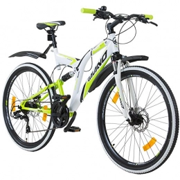 Galano Fahrräder Galano 26 Zoll MTB Fully Volt DS Mountainbike Scheibenbremsen Jugendfahrrad, Farbe:Weiss / grün
