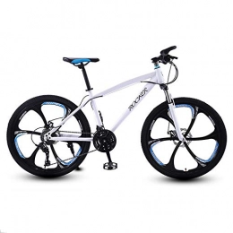 HAOWEN Fahrräder HAOWEN 26-Zoll-Mountainbikes Mountainbike Für Erwachsene Jungen Und Mädchen Doppelscheibenbremsrad Rahmen Aus Kohlenstoffhaltigem Stahl, White-6cutterwheels
