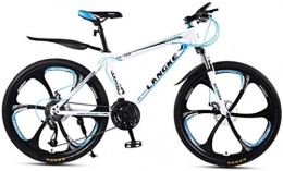 HCMNME Mountainbike HCMNME Mountainbikes, 24-Zoll-Mountainbike Variable Geschwindigkeit Männliche und weibliche Mobilität Sechsradfahrrad Aluminiumrahmen mit Scheibenbremsen (Color : White Blue, Size : 21 Speed)