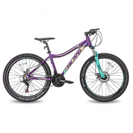 Hiland Fahrräder Hiland 26 / 27, 5 Zoll Mountainbike Aluminium Rahmen 24 Speed Dual Disc mit Lock-Out Federgabel für Frauen lila