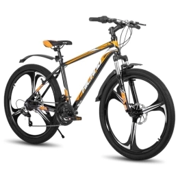 HH HILAND Fahrräder Hiland 26 Zoll Mountainbike MTB mit Aluminiumrahmen Scheibenbremse Federgabel 3 Speichenräder für Jugendliche Fahrrad Herren Damen Schwarz Orange