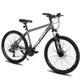 Hiland Fahrräder HILAND Mountainbike aus Aluminium, 26 Zoll, 24 Gänge, mit Shimano-Scheibenbremse, Rahmengröße 17 grau…