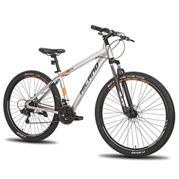 Hiland Fahrräder Hiland Mountainbike MTB mit 29 Zoll Speichenrädern Aluminiumrahmen 21 Gang Schaltung Scheibenbremse Federgabel grau für Damen und Herren