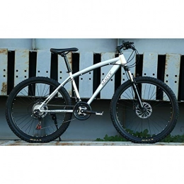 JESU 26 inch Bike High Carbon Steel Mountainbikes Fahrrad Vorderradaufhängung MTB für Männer/Frauen, vordere und hintere mechanische Scheibenbremsen,Silber,24Speed