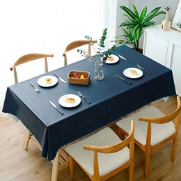 JLYZB Mountainbike JLYZB 100% Waterproof PVC Tablecloth, Rectangle Oblong Table Cover Oil-Proof Kitchen Dining Tabletop Decoration Protector Table Cloth-Navy 80x120cm(31x47inch)