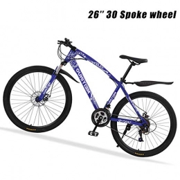 KaiKai Fahrräder KaiKai Mens Hybrid Bike Hardtail Mountain Bikes 26" MTB 27 Speed-High-Carbon Stahl Gravel Road Fahrräder Doppelscheibenbremse Federgabel, Weiß, 40 Speichen (Color : Blue, Size : 30 Spokes)