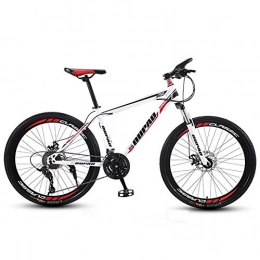 Kays Fahrräder Kays Mountainbike Mountainbike, Carbon-Stahlrahmen Bergfahrräder Hardtail, Doppelscheibenbremse Und Vorderradgabel, 26-Zoll-Speichenrad (Color : Red+White, Size : 24-Speed)