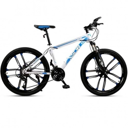 Kays Fahrräder Kays Mountainbike Mountainbike, Stahl-Rahmen for Fahrräder, Doppelscheibenbremse Stoß- Vorderradfederung, 26-Zoll-Mag-Rad (Color : White+Blue, Size : 24-Speed)