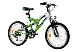 KCP Fahrräder KCP 20 Zoll Mountainbike Kinderfahrrad - JETT FSF weiss grün - Vollfederung Kinder Fahrrad für Jungen und Mädchen mit 6 Gang Shimano Schaltung - für Kinder zwischen 6-9 Jahre und 1, 20-1, 40m Körpergröße