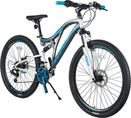 KRON Mountainbike KRON ARES 4.0 Fully Mountainbike 27.5 Zoll | 21 Gang Shimano Kettenschaltung mit Scheibenbremse | 16.5 Zoll Rahmen Vollgefedert MTB Erwachsenen- und Jugendfahrrad | Grau & Blau
