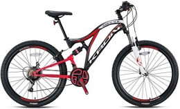 KRON Fahrräder KRON ARES 4.0 Fully Mountainbike 27.5 Zoll | 21 Gang Shimano Kettenschaltung mit V-Bremse | 16.5 Zoll Rahmen Vollgefedert MTB Erwachsenen- und Jugendfahrrad | Schwarz Rot Weiß