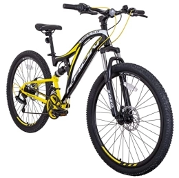 KRON Fahrräder KRON ARES 4.0 Fully MTB 27.5 Zoll Jugend Erwachsene| Mountainbike 21 Gang Shimano, Scheibenbremse, 16.5 Zoll Rahmen, Vollfederung, Gelb