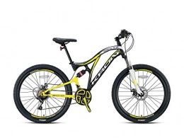 KRON Fahrräder KRON ARES 4.0 Kinder Mountainbike Fully 24 Zoll ab 9 Jahre | 21 Gang Shimano, Scheibenbremse | Kinderfahrrad 15 Zoll Rahmen Vollfederung | Schwarz Gelb