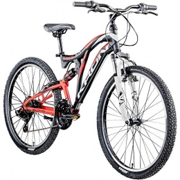 KRON Fahrräder KRON Mountainbike Fully 26 Zoll Jugendrad Fahrrad Ares 3.0 MTB 21 Gänge Rad ATB (schwarz / rot / weiß, 24 cm)