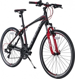 KRON Fahrräder KRON TX-100 Aluminium Mountainbike 28 Zoll | 21 Gang Shimano Kettenschaltung mit V-Bremse | 20 Zoll Rahmen MTB Erwachsenen- und Jugendfahrrad | Schwarz Rot