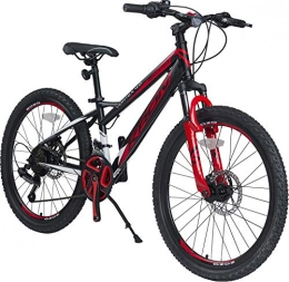 KRON Fahrräder KRON Vortex 4.0 Mountainbike 26 Zoll | 21 Gang Shimano Schaltung mit Scheibenbremse | 16 Zoll Rahmen MTB Erwachsenen Jugend Fahrrad | Schwarz Rot