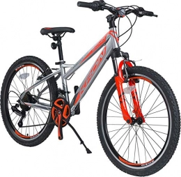 KRON Fahrräder KRON Vortex 4.0 Mountainbike 27.5 Zoll | 21 Gang Shimano Schaltung mit V-Bremse | 18 Zoll Rahmen MTB Erwachsenen Jugend Fahrrad | Grau Orange