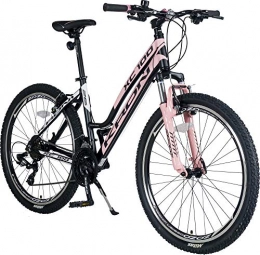 KRON Mountainbike KRON XC-100 Hardtail Aluminium Damen Mountainbike 26 Zoll | 21 Gang Shimano Kettenschaltung mit V-Bremse | 15 Zoll Rahmen Damenfahrrad MTB Erwachsenen- und Jugendfahrrad | Schwarz & Pink