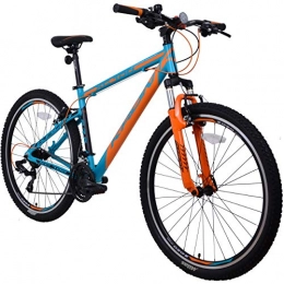 KRON Mountainbike KRON XC-100 Hardtail Aluminium Mountainbike 27.5 Zoll, 21 Gang Shimano Kettenschaltung mit V-Bremse | 18 Zoll Rahmen MTB Erwachsenen- und Jugendfahrrad | Blau & Orange