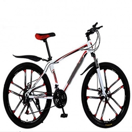 WXXMZY Fahrräder Leichte 24-Gang-, 27-Gang-Mountainbikes, Starker Aluminiumrahmen, Cross-Country-Bikes, Männliche Und Weibliche Carbon-Bikes Mit Variabler Geschwindigkeit (Color : White red, Size : 26 inches)