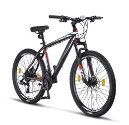 Licorne Bike Mountainbike Licorne Bike Diamond Premium Mountainbike Aluminium, Fahrrad für Jungen, Mädchen, Herren und Damen - 21 Gang-Schaltung - Scheibenbremse Herrenrad – einstellbare Vordergabel (26, Schwarz)
