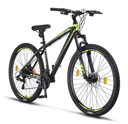 Licorne Bike Mountainbike Licorne Bike Diamond Premium Mountainbike Aluminium, Fahrrad für Jungen, Mädchen, Herren und Damen - 21 Gang-Schaltung - Scheibenbremse Herrenrad – einstellbare Vordergabel (27.5, Schwarz-Lime)