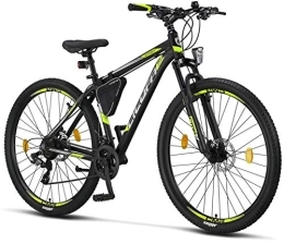 Licorne Bike Mountainbike Licorne Bike Effect Premium Mountainbike in 29 Zoll Aluminium, Fahrrad für Jungen, Mädchen, Herren und Damen - 21 Gang-Schaltung - Herrenrad - Schwarz / Lime (2xDisc-Bremse)