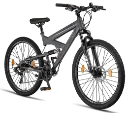 Licorne Bike Fahrräder Licorne Bike Strong 2D Premium Mountainbike in 26, 27.5 und 29 Zoll Fahrrad für Jungen Mädchen Damen und Herren Scheibenbremse vorne und hinten 21 Gang Schaltung Vollfederung (27.5 Zoll, Anthrazit)