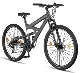 Licorne Bike Fahrräder Licorne Bike Strong 2D Premium Mountainbike in 26, 27.5 und 29 Zoll Fahrrad für Jungen Mädchen Damen und Herren Scheibenbremse vorne und hinten 21 Gang Schaltung Vollfederung (29 Zoll, Anthrazit)