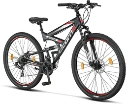 Licorne Bike Fahrräder LICORNE BIKE Strong 2D Premium Mountainbike in 29 Zoll - Fahrrad für Jungen, Mädchen, Damen und Herren - Scheibenbremse vorne und hinten - 21 Gang-Schaltung - Vollfederung (Schwarz / Rot, 29.00)