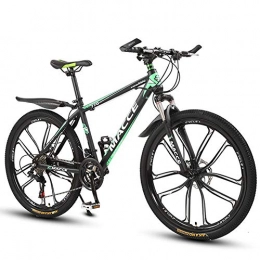 LOISK Fahrräder LOISK Mountainbike Fitness im Freien Freizeitradfahre, Trail Bike aus Kohlenstoffstahl, 21 / 24 / 27 Gang Fahrrad MTB Getriebe mit Doppelscheibenbremsen, Black Green, 21 Speed