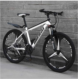 LYQZ Fahrräder LYQZ Robust 24-Zoll-Mountainbikes, Mens-Frauen-Carbon Steel Fahrrad, 30-Gang-Schaltung All Terrain Mountain Bike mit Doppelscheibenbremse (Color : 21 Speed, Size : White 3 Spoke)