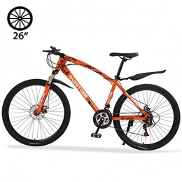 M-TOP Trekkingräder 26 Zoll 24 Gang Gabelfederung Fahrrad Mountainbike Hardtail Mit Scheibenbremse Und Schutzblech Carbon Stahl Rennräder Für Herren Und Damen,Orange,40 Spokes