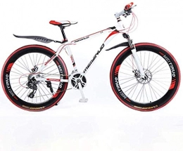 MJY Mountainbike MJY 26In 24-Gang-Mountainbike für Erwachsene, Leichtbau-Aluminiumrahmen-Vollrahmen, Herrenrad mit Vorderradfederung, Scheibenbremse 6-20, rot, B.