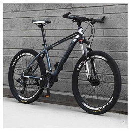 Mnjin Mountainbike Mnjin Outdoor-Sport 26-Zoll-Mountainbike, Rahmen aus kohlenstoffhaltigem Stahl, Doppelscheibenbremse und Federung, 27 Geschwindigkeiten, Unisex, Grau