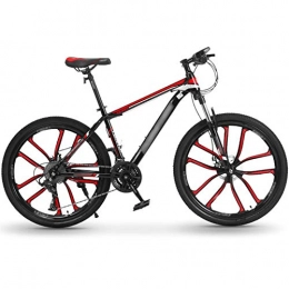 WPW Fahrräder Mountainbike, 27-Gang-Stahlrahmen 26 Zoll 10 Cutter Wheel Dual Suspension Faltrad, Dual Disc-Bremsen (Color : 24 Speed red, Größe : 24inches)