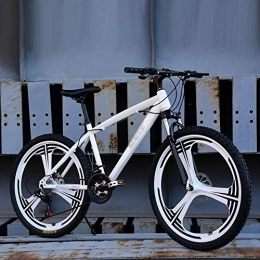 DHTOMC Fahrräder Mountainbike für Damen und Herren, 26 Zoll, 24 Gänge, Weiß, 24 Geschwindigkeiten, variable Geschwindigkeit