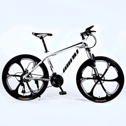 ZXL Fahrräder Mountainbike Mountain Bike 24 / 26 Zoll mit Doppelscheibenbremse, Erwachsene MTB, Hardtail Fahrrad mit verstellbarem Sitz, verdickte Carbon-Stahlrahmen, weiß Schwarz, 6 Cutters Rad, Rennrad