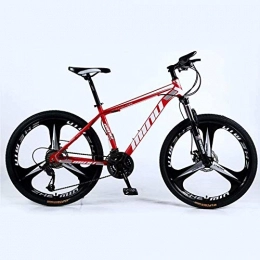 ZXL Fahrräder Mountainbike Mountain Bike 24 / 26 Zoll mit Doppelscheibenbremse, Erwachsene MTB, Hardtail Fahrrad mit verstellbarem Sitz, verdickte Stahl-Rahmen, Rot, 3 Cutters Rad, Rennrad