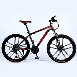 ZXL Mountainbike Mountainbike Mountain Bike 24 / 26 Zoll mit Doppelscheibenbremse, Erwachsene MTB, Hardtail Fahrrad mit verstellbarem Sitz, verdickte Stahl-Rahmen, Schwarz, Rot, 10 Cutters Rad, Rennrad