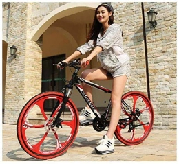 giyiohok Mountainbike Mountainbike-Unisex-Federung Mountainbike mit Variabler Geschwindigkeit 26-Zoll-Integralrad, ultraleichte Doppelscheibenbremse mit hohem Kohlenstoffstahl-Unterschiedliche Geschwindigkeit_Schwarz Rot