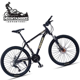 NENGGE Fahrräder NENGGE Mountainbike 26 Zoll für Herren Damen, Erwachsenen Unisex Kohlenstoffstahl Hardtail MTB, Zwei Scheibenbremsen Fahrräder mit Gabelfederung, Black Gold, 24 Speed