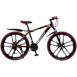 NZKW Fahrräder NZKW 26-Zoll-Aluminiumlegierung 27-Gang 10-Speichen-Einrad-Mountain-Doppelscheibenbremse Stoßdämpfung Cross-Country-Bike mit Variabler Geschwindigkeit, schwarz rot, 26 Zoll