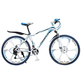 NZKW Fahrräder NZKW 26-Zoll-Aluminiumlegierung 27-Gang 6-Speichen-Einrad-Mountain-Doppelscheibenbremse Stoßdämpfung Cross-Country-Bike mit Variabler Geschwindigkeit, weiß blau, 26 Zoll