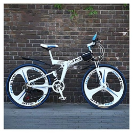  Fahrräder Outdoorsport 26" Full Suspension Unisex Mountainbike, HighTensile Stahlrahmen und Alugabel, Doppelscheibenbremssystem, 3-Speichen Laufrad, 24 Gänge (Farbe: Weiß)