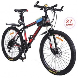 W&TT Erwachsene 26 Zoll Mountainbike Doppelscheibenbremsen 27 Geschwindigkeiten Fahrrad, High Carbon Frame Pendler Fahrrad mit Stoßdämpfer Gabel,Black,26Inch