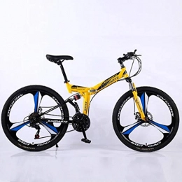 WGYAREAM Mountainbike WGYAREAM Mountainbike, Zusammenklappbar 24" MTB Ravine Bike Oneness Rad Doppelscheibenbremse Mountainbike Full Suspension 21 24 27 Speeds Carbon-Stahlrahmen (Color : Yellow, Size : 24 Speed)