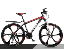 WJSW Fahrräder WJSW Mountainbike High-Carbon Steel 26 Zoll Speichenrad Dual Suspension, Herren MTB (Farbe: Schwarz Rot, Größe: 27 Gang)