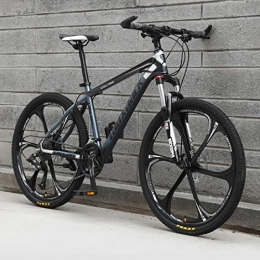 WYZQ Fahrräder WYZQ Mountainbike, 26-Zoll-6-Speichen-Rad, High Carbon Stahl Hard Tail Rahmen, Doppelscheibenbremse Off-Road-Fahrrad, Erwachsene Variable Speed ​​Racing, Black Gray, 21 Speed